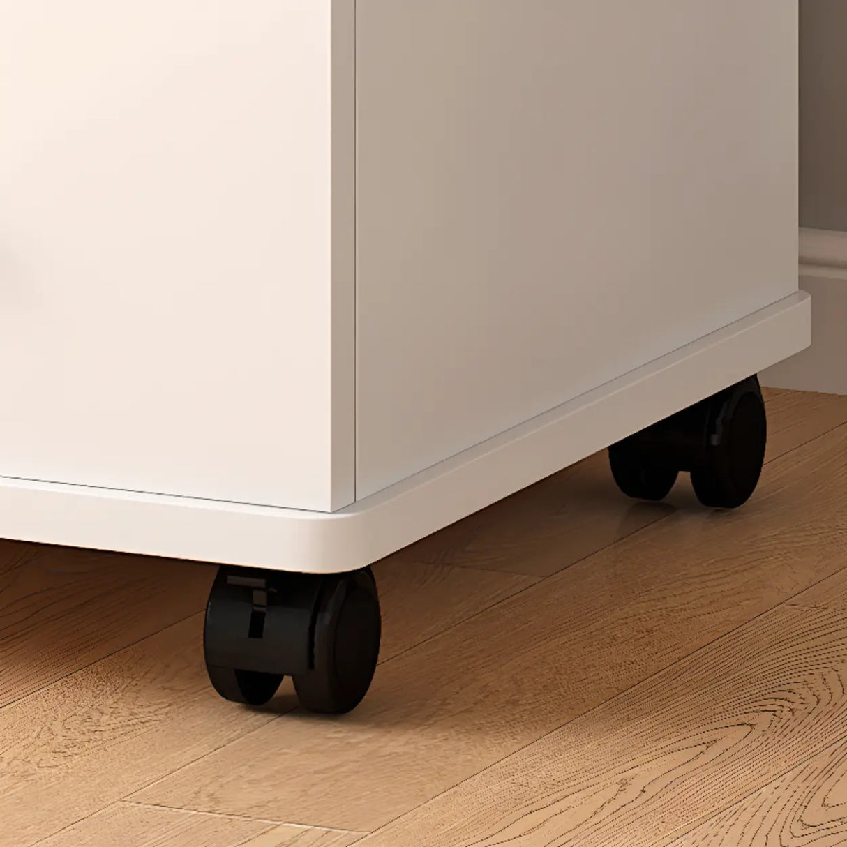 Mobile Vertical Wood Light Gray Storage Filing Cabinet Image - 14