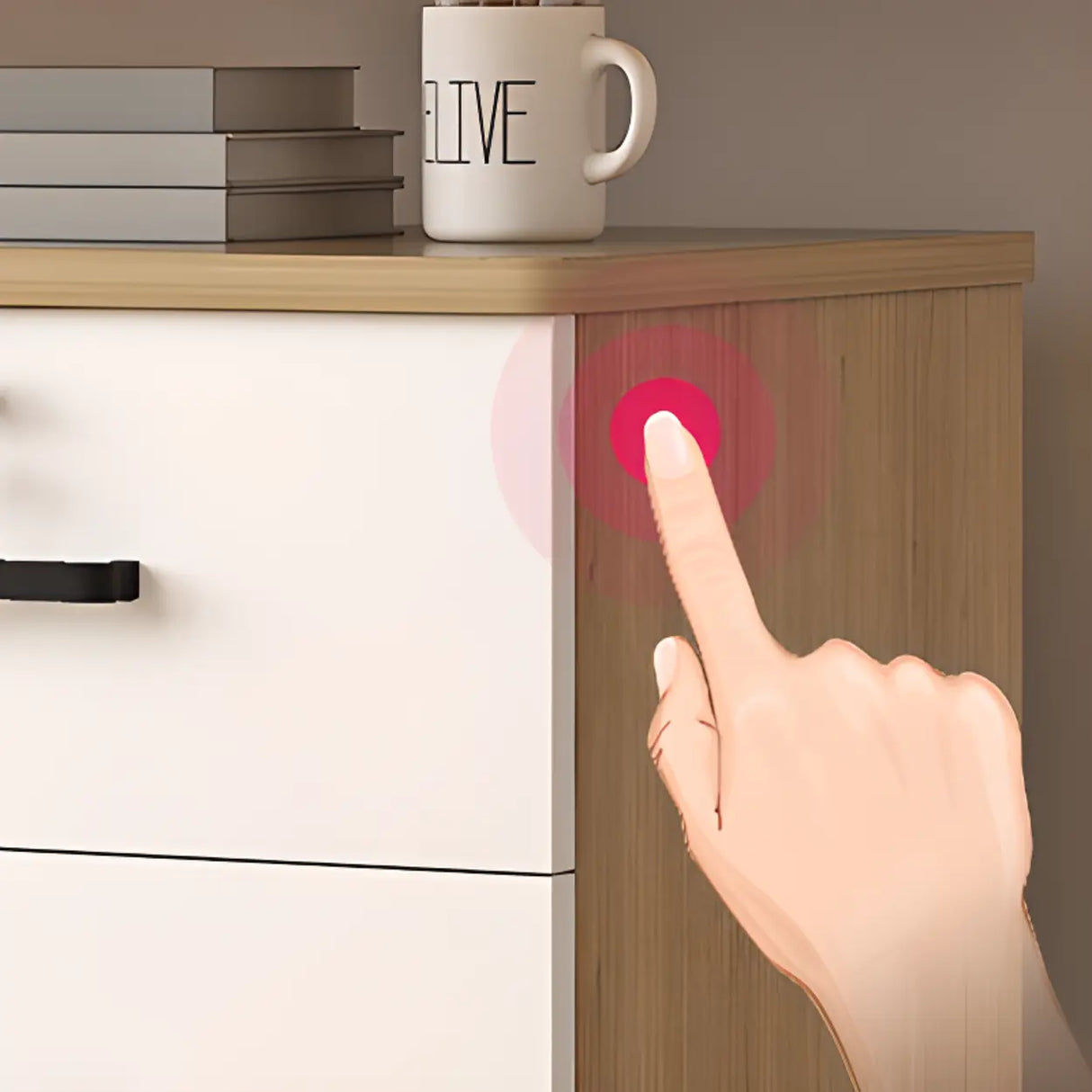 Mobile Vertical Wood Light Gray Storage Filing Cabinet Image - 16