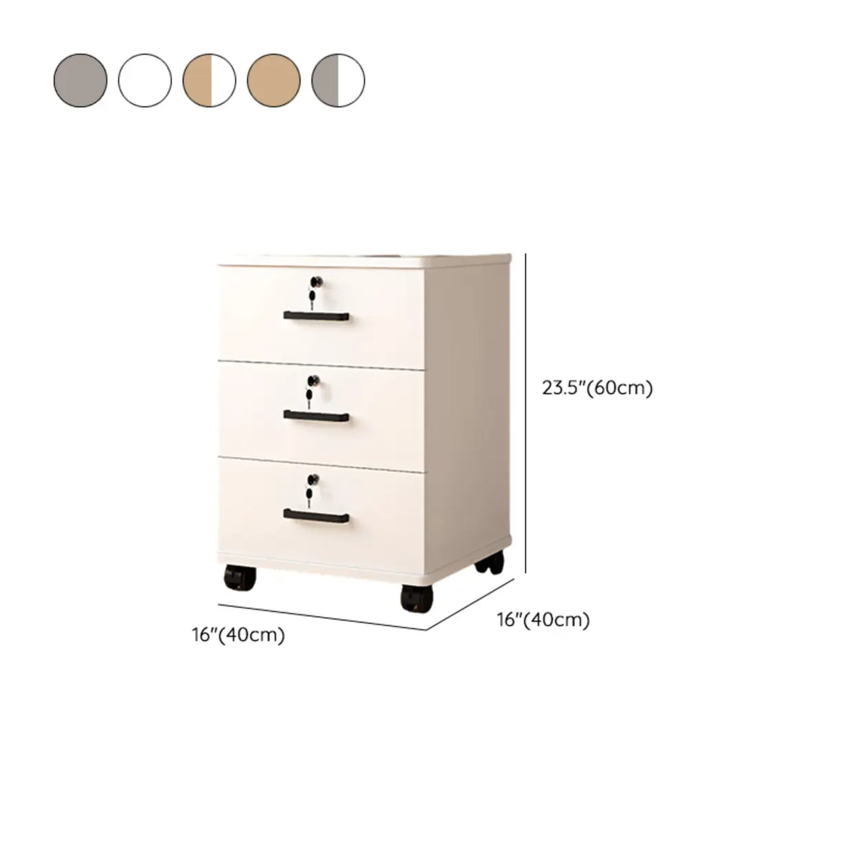 Mobile Vertical Wood Light Gray Storage Filing Cabinet Image - 20