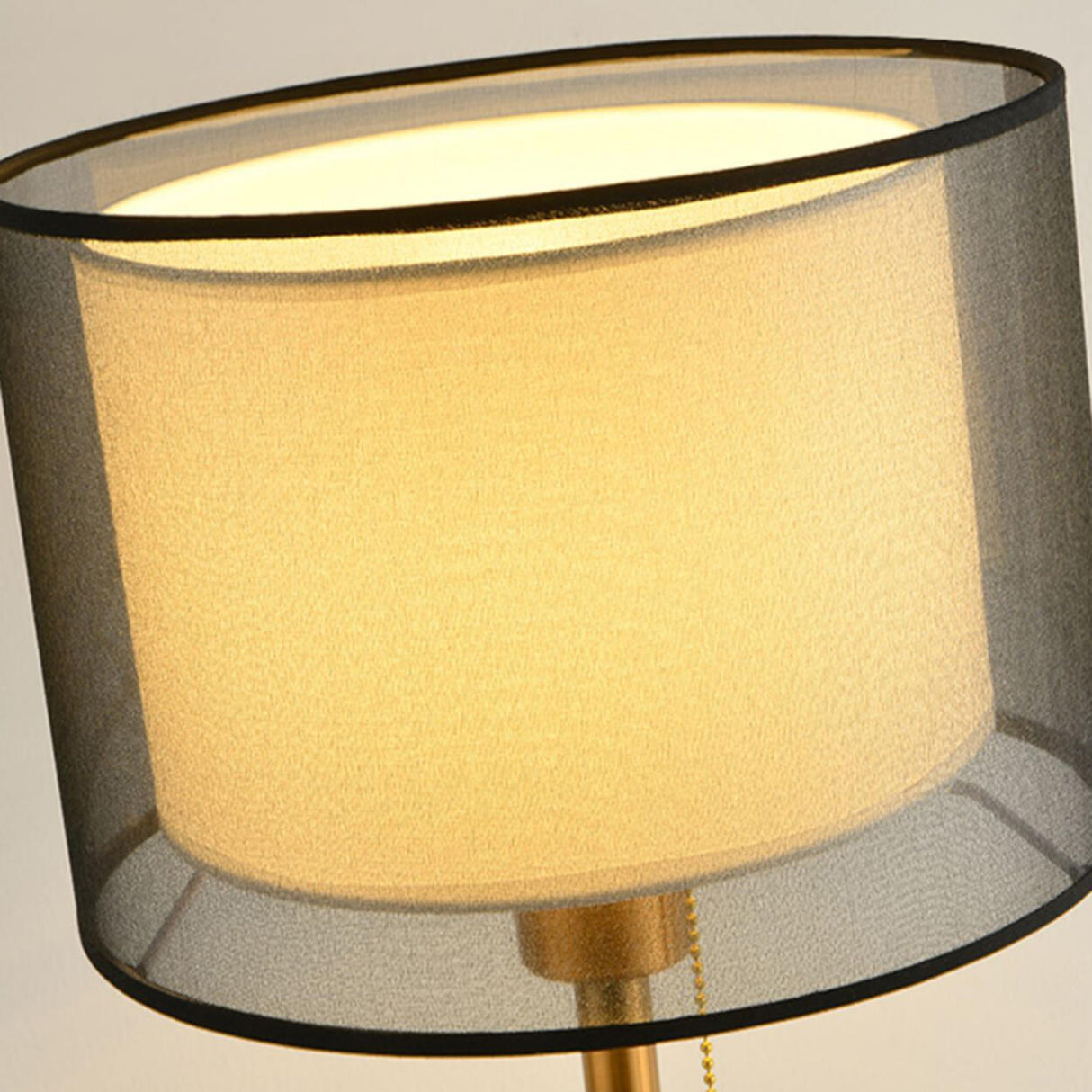 Modern 2-Tier Metal Drum Fabric Floor Lamp Foot Switch Image - 6