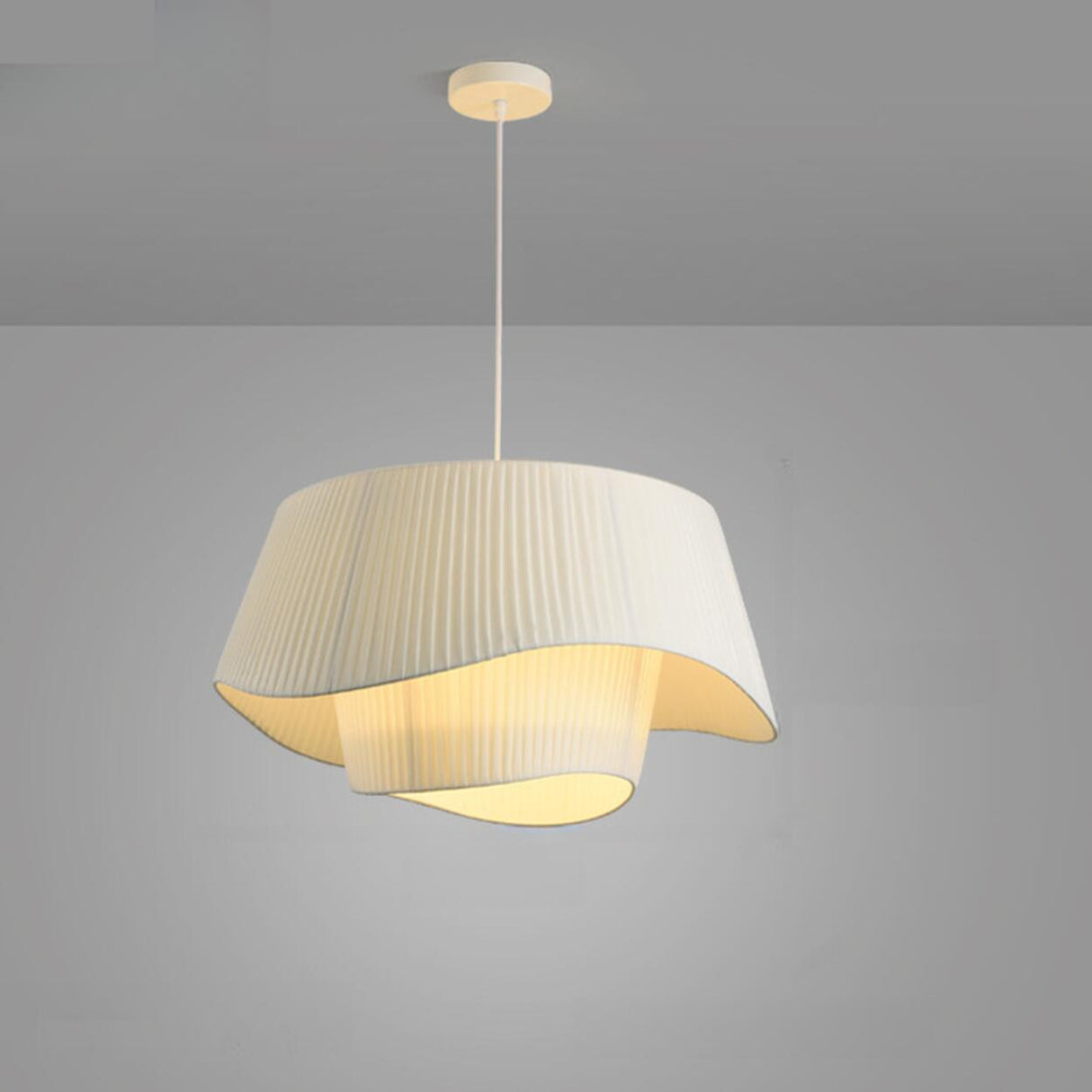 Modern 2 Tiers Adjustable Height White Wave Chandelier Image - 10