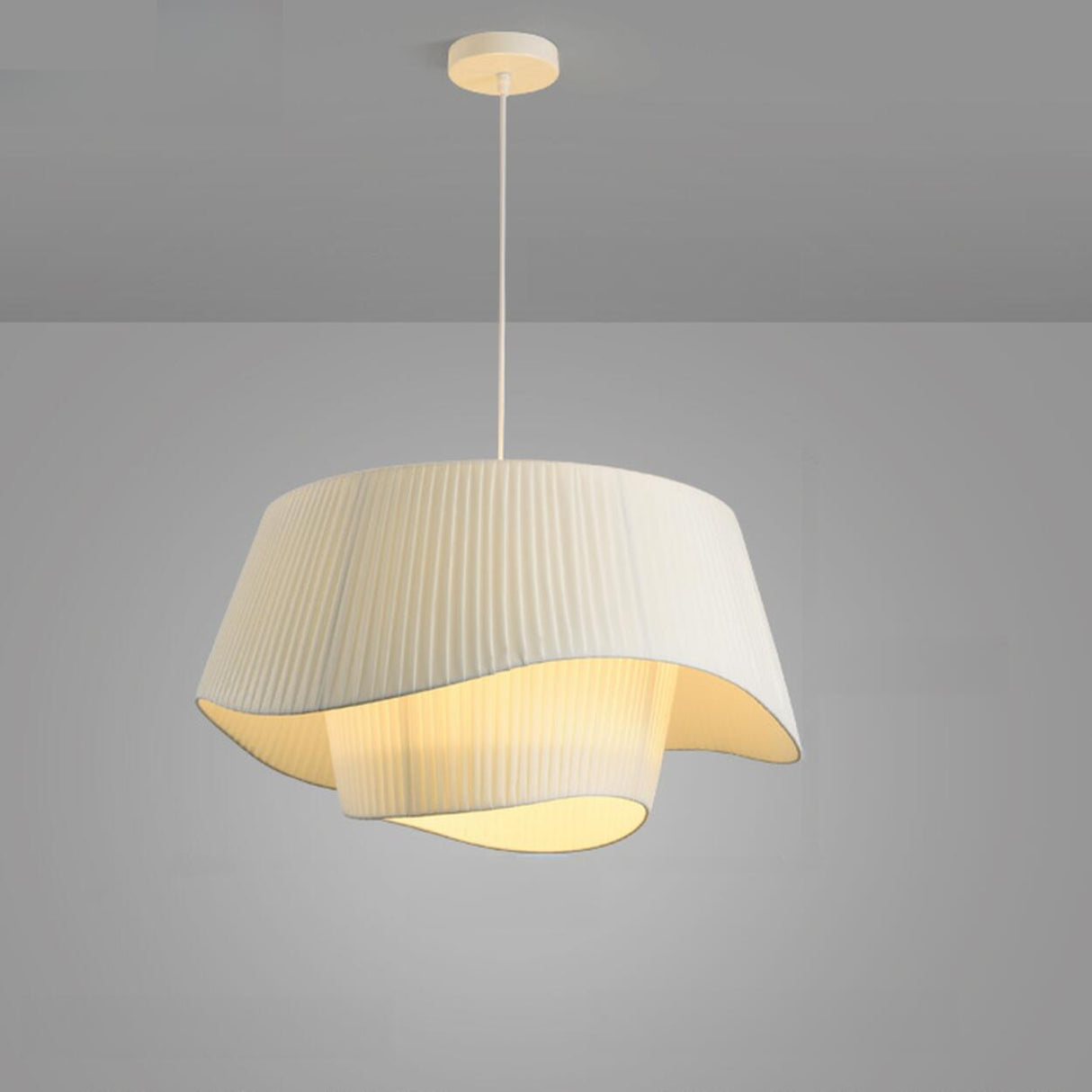 Modern 2 Tiers Adjustable Height White Wave Chandelier Image - 11