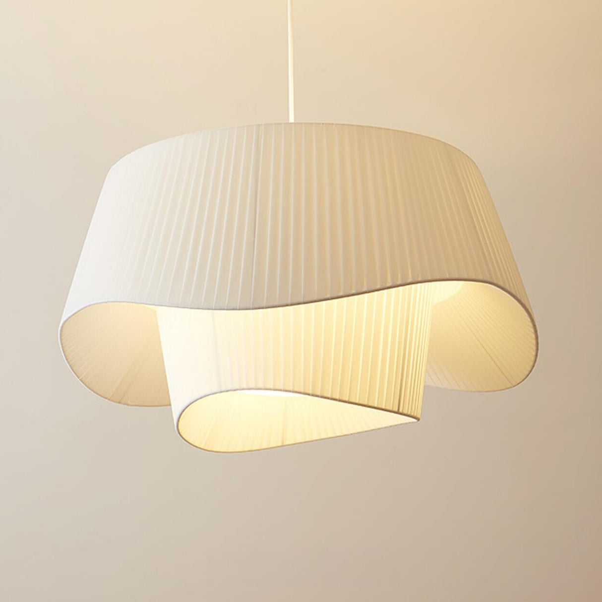 Modern 2 Tiers Adjustable Height White Wave Chandelier Image - 12