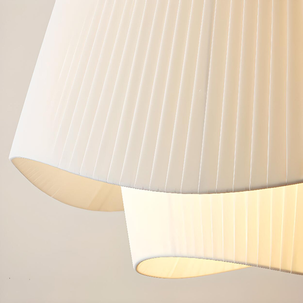 Modern 2 Tiers Adjustable Height White Wave Chandelier Image - 15