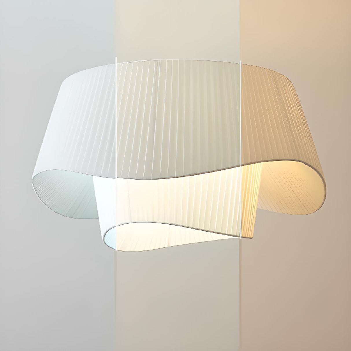 Modern 2 Tiers Adjustable Height White Wave Chandelier Image - 17