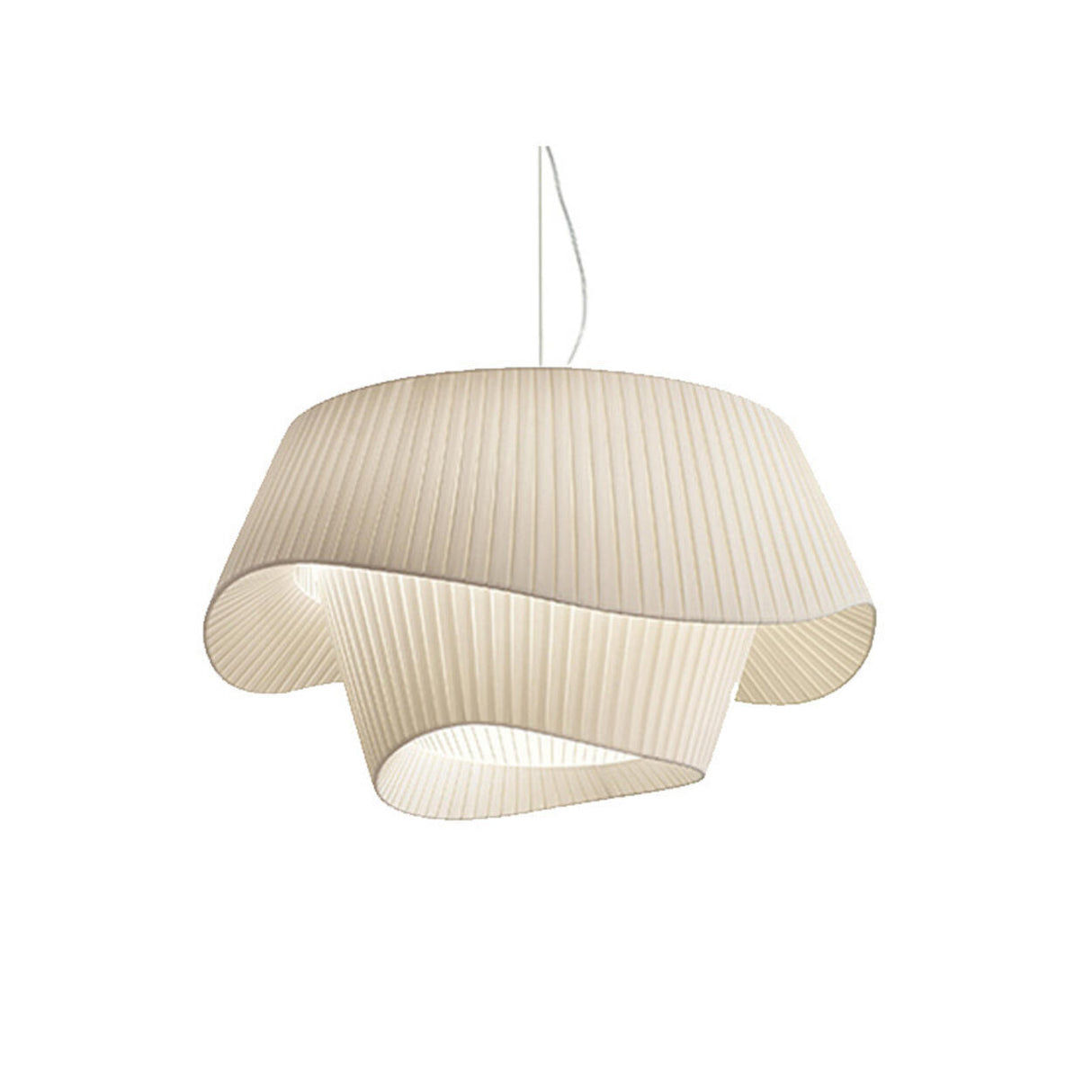 Modern 2 Tiers Adjustable Height White Wave Chandelier Image - 5