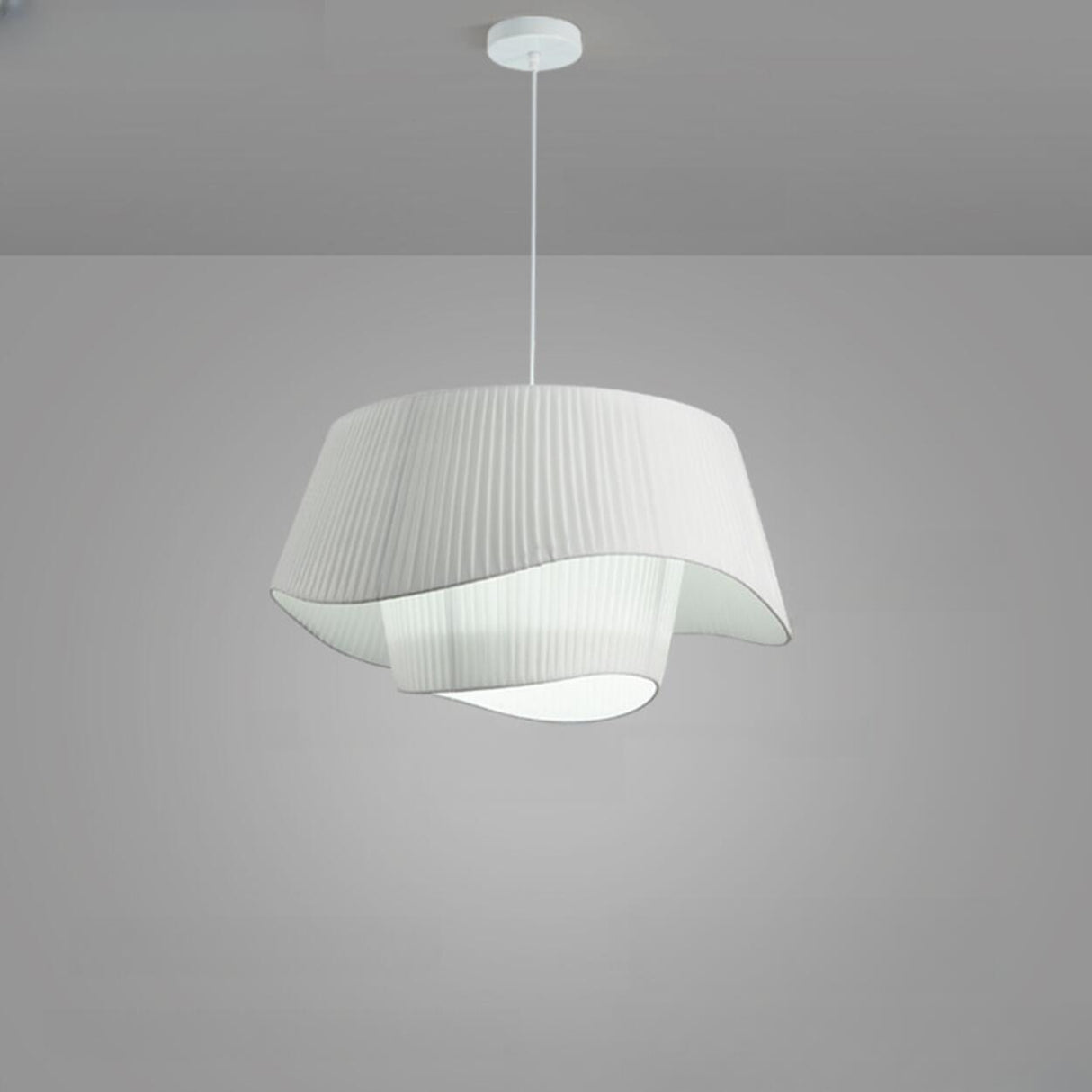 Modern 2 Tiers Adjustable Height White Wave Chandelier Image - 6