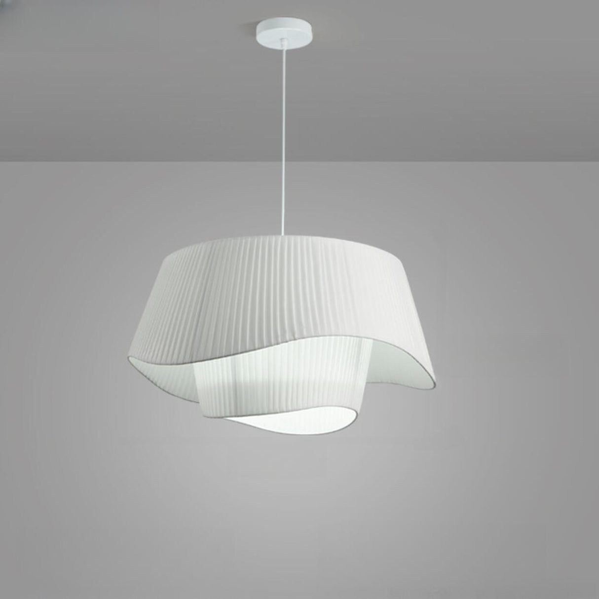 Modern 2 Tiers Adjustable Height White Wave Chandelier Image - 7