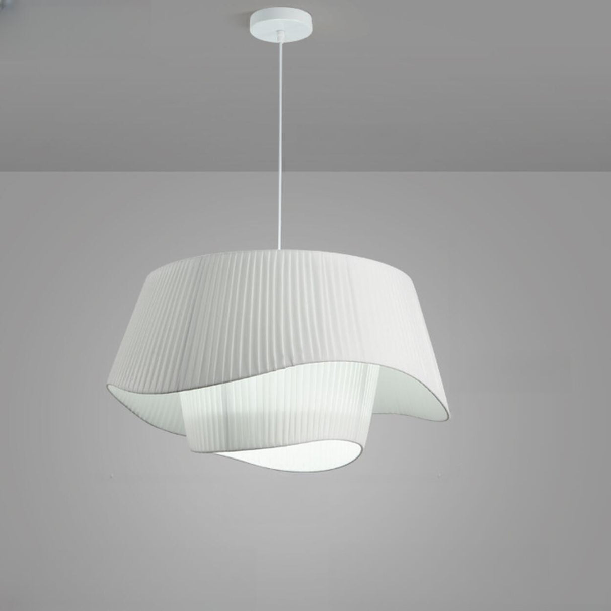 Modern 2 Tiers Adjustable Height White Wave Chandelier Image - 8