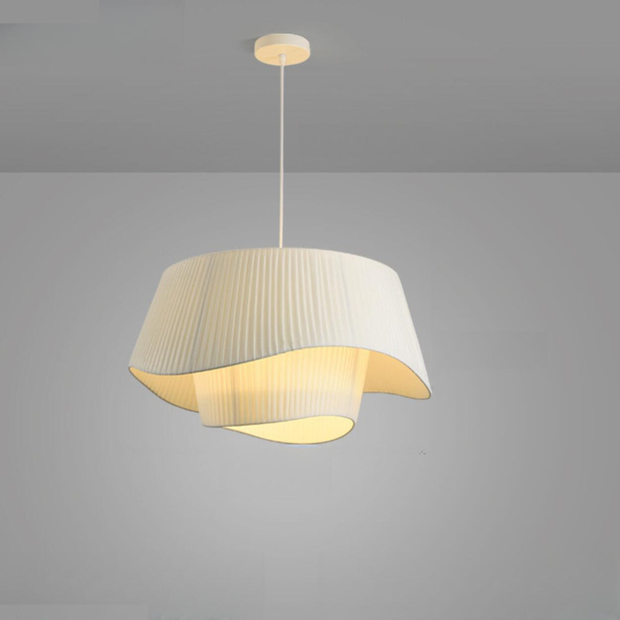 Modern 2 Tiers Adjustable Height White Wave Chandelier Image - 9