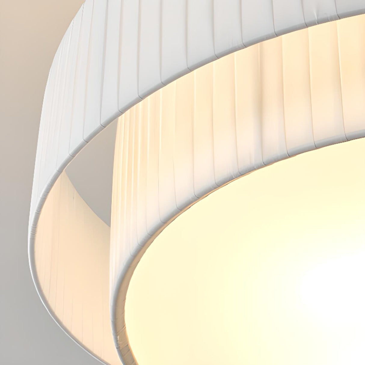 Modern 2 Tiers Fabric Drum Chandelier Adjustable Height Image - 13