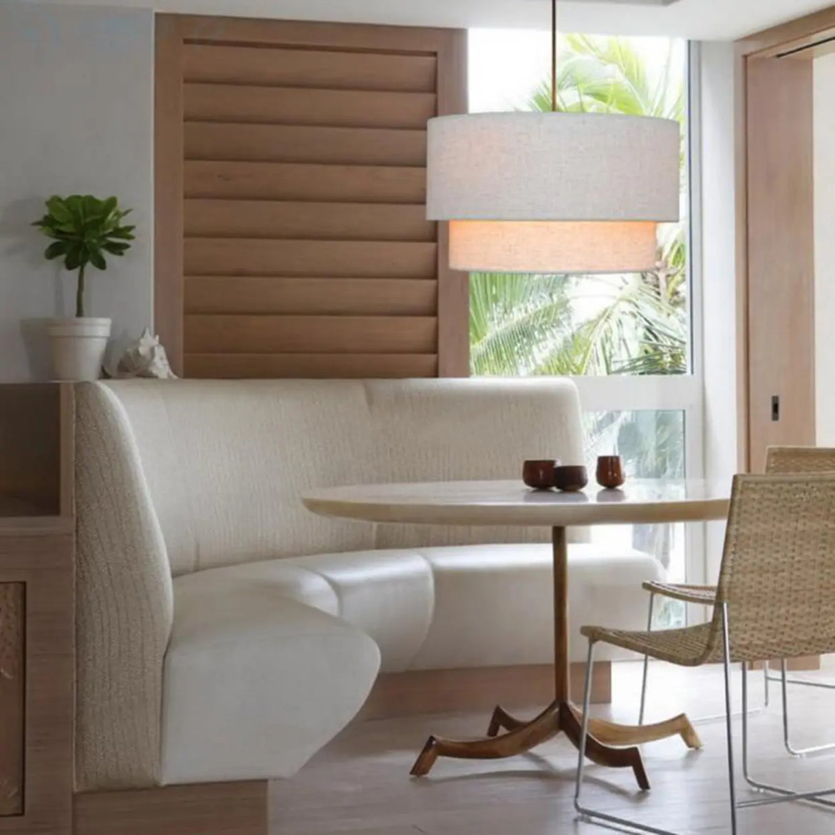 Modern 2 Tiers Fabric Drum Pendant Light Image - 2