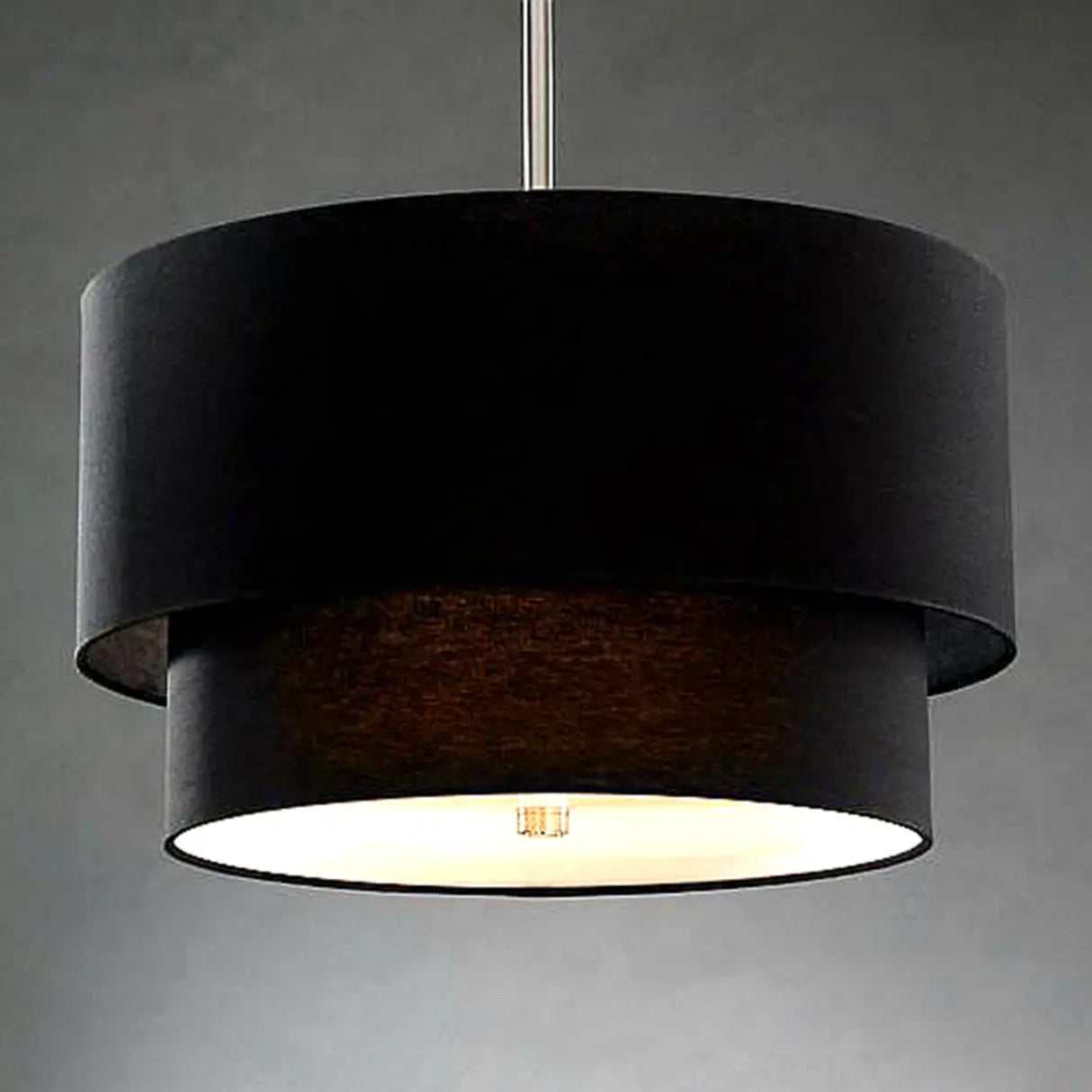 Modern 2 Tiers Fabric Drum Pendant Light Image - 4