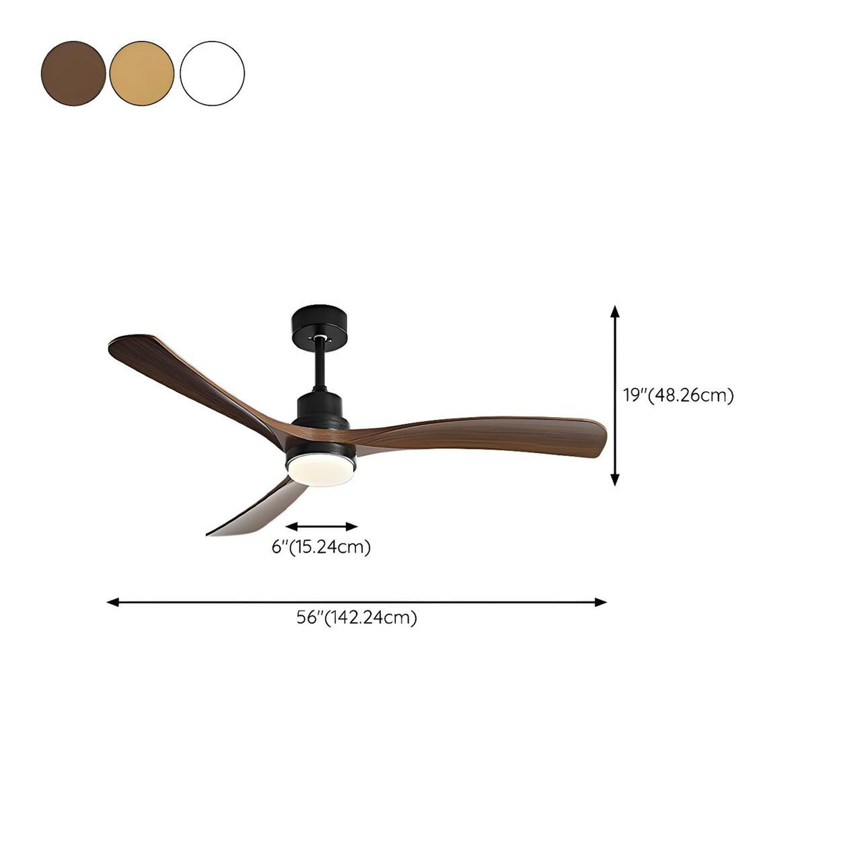 Modern 3 Blade Propeller Ceiling Fan with LED Light Image - 14