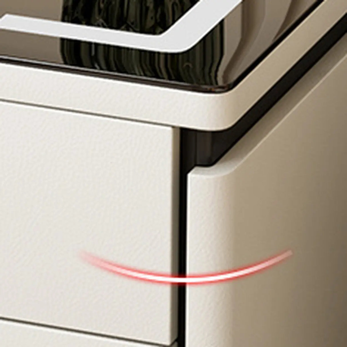 Modern 3-Drawer Leather White Nightstand with Lighting Image - 6