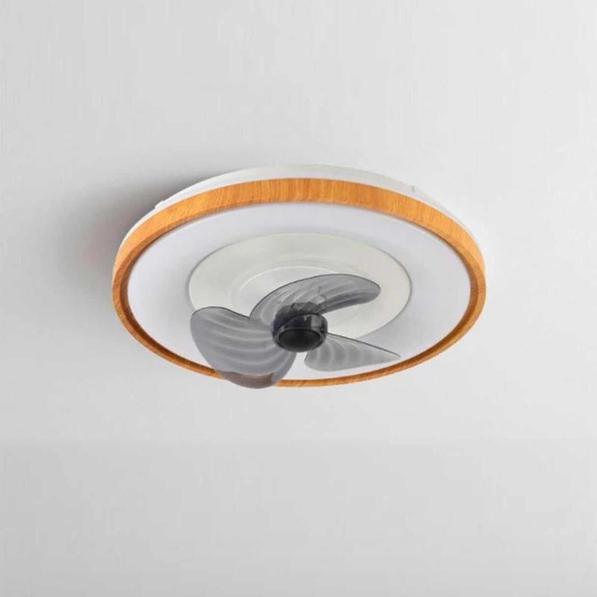 Modern 3 Gray Blade Round Remote Ceiling Fan with Light Image - 12