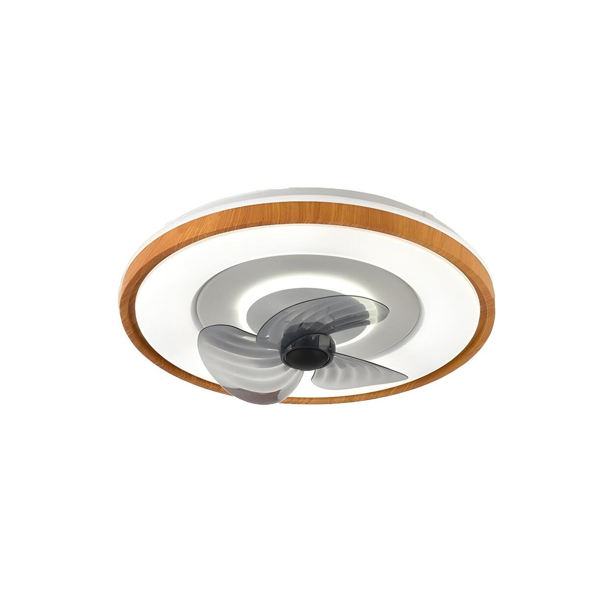 Modern 3 Gray Blade Round Remote Ceiling Fan with Light Image - 9
