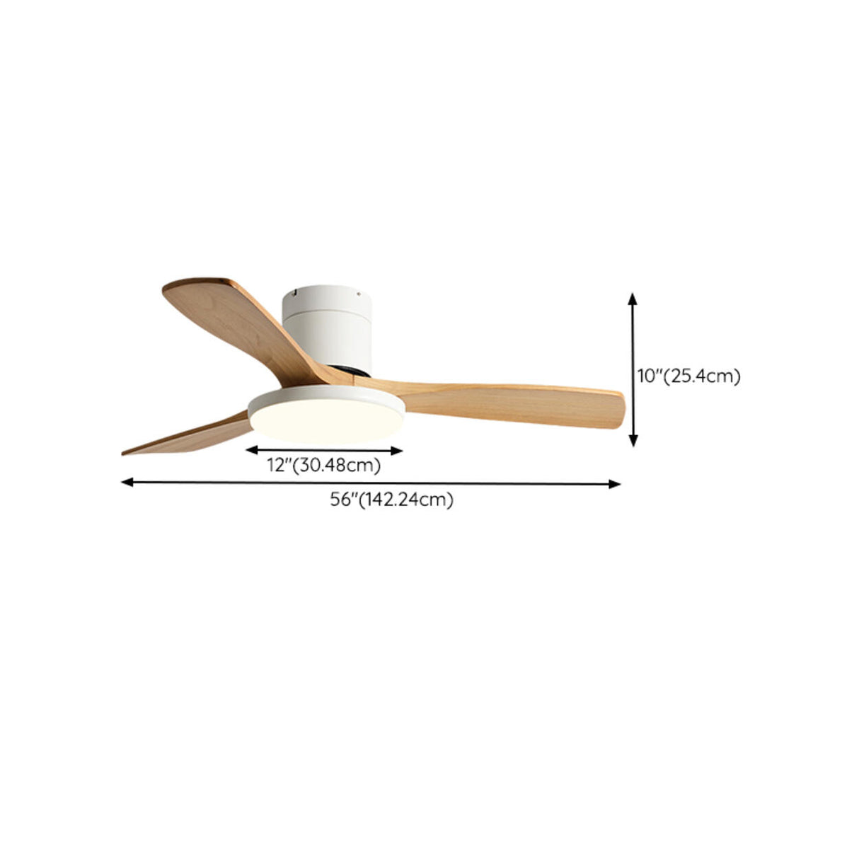 Modern 3 Solid Wood Blades Ceiling Fan with LED Light Image - 13