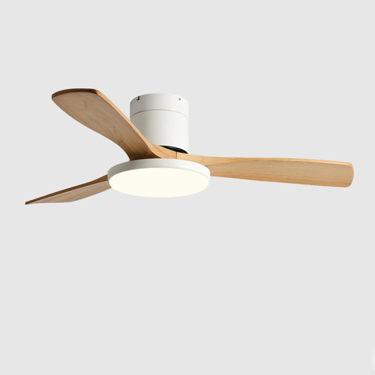 Modern 3 Solid Wood Blades Ceiling Fan with LED Light Image - 5