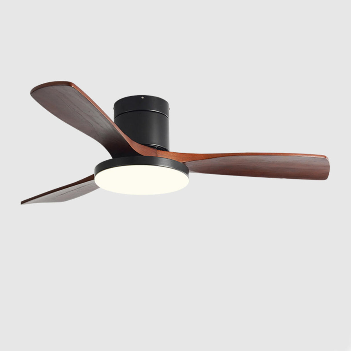 Modern 3 Solid Wood Blades Ceiling Fan with LED Light Image - 7