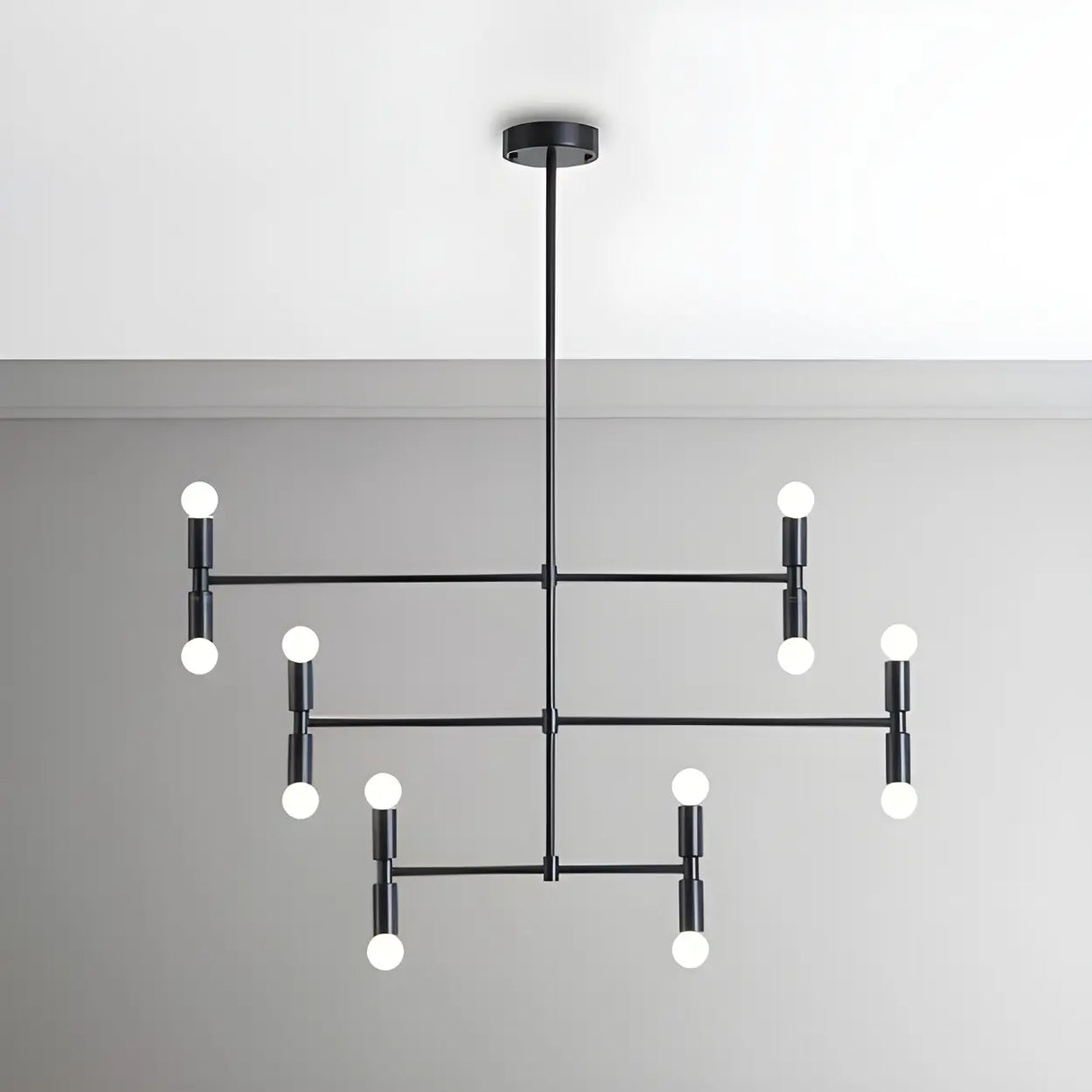 Modern 3 Tiers Linear Sputnik LED Pendant Chandelier Image - 1