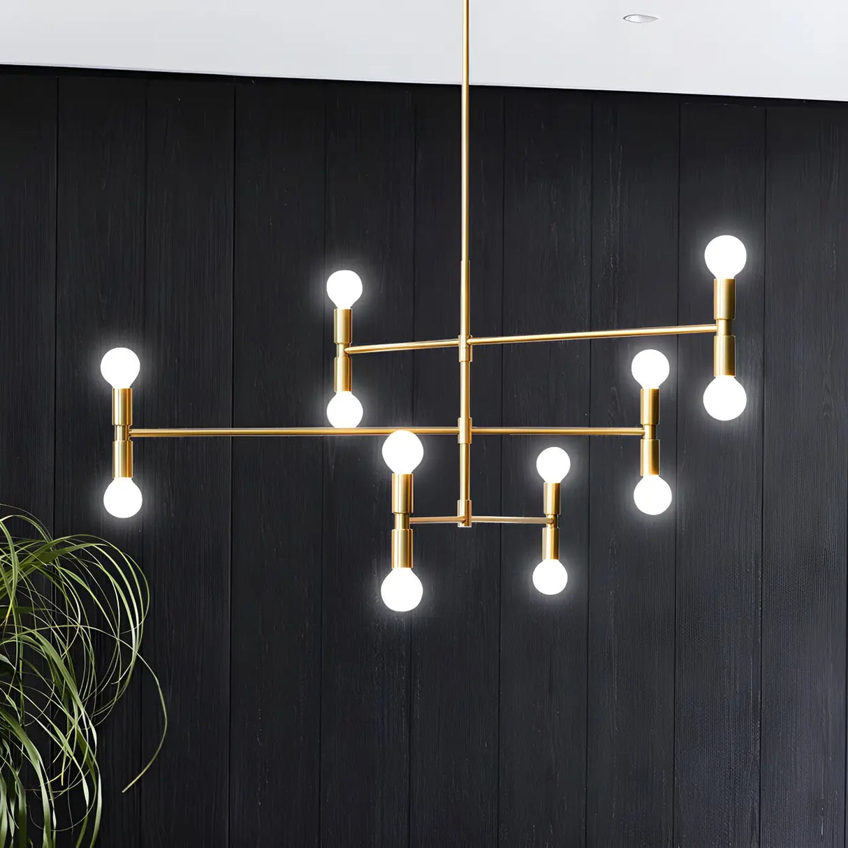 Modern 3 Tiers Linear Sputnik LED Pendant Chandelier Image - 3