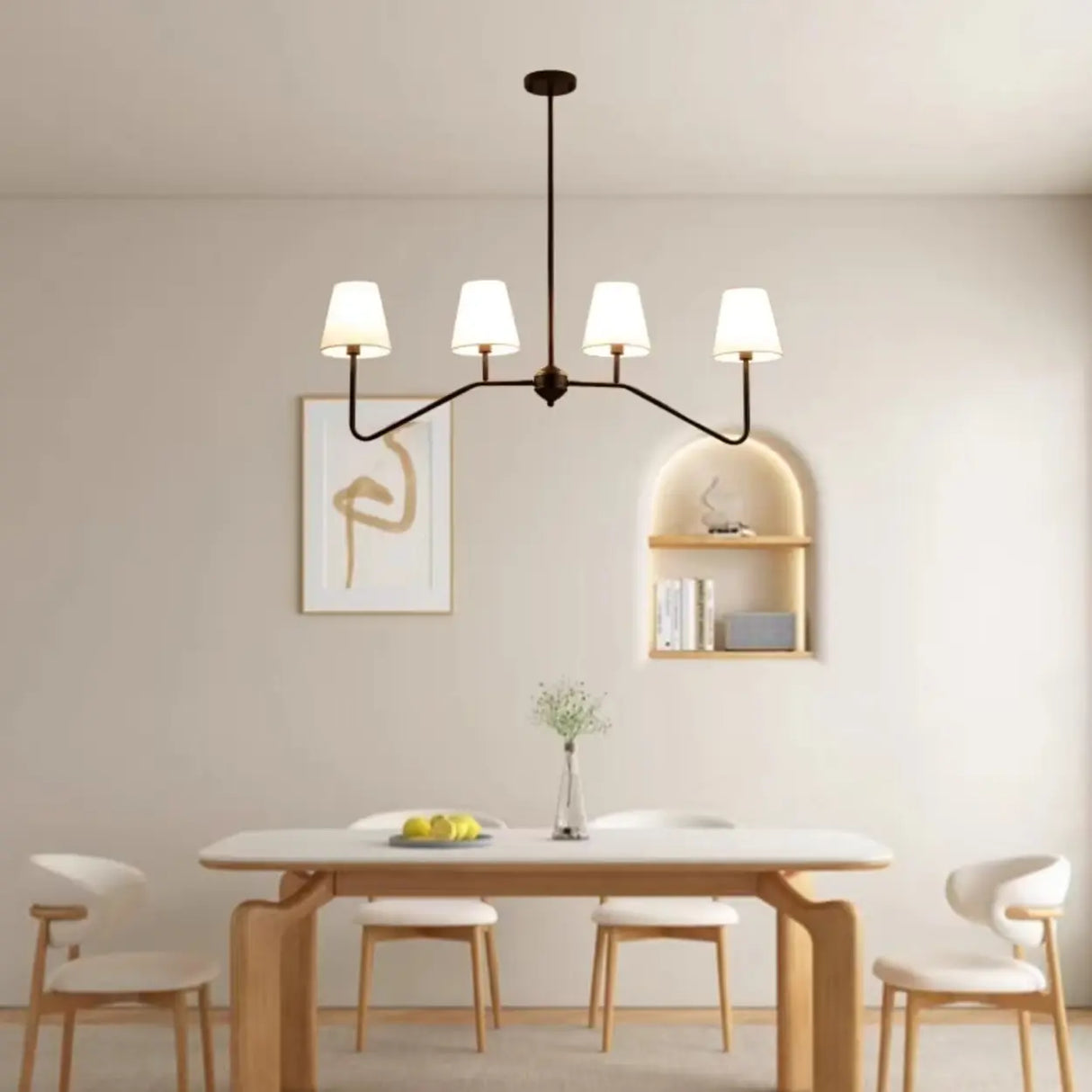 Modern 4-Light Black Cone Dining Room Island Light Image - 1