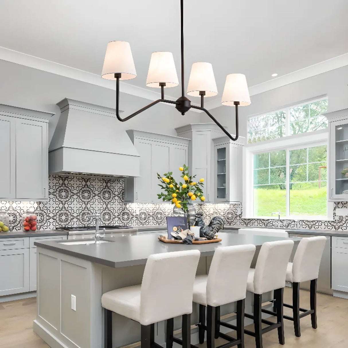 Modern 4-Light Black Cone Dining Room Island Light Image - 3