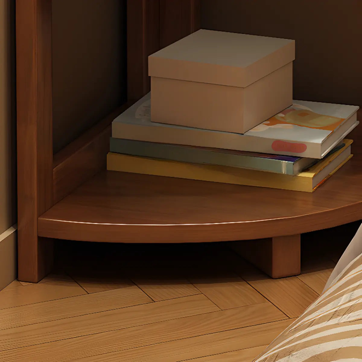 Modern 4 Open Shelves Rubberwood Corner Bookshelf Image - 10