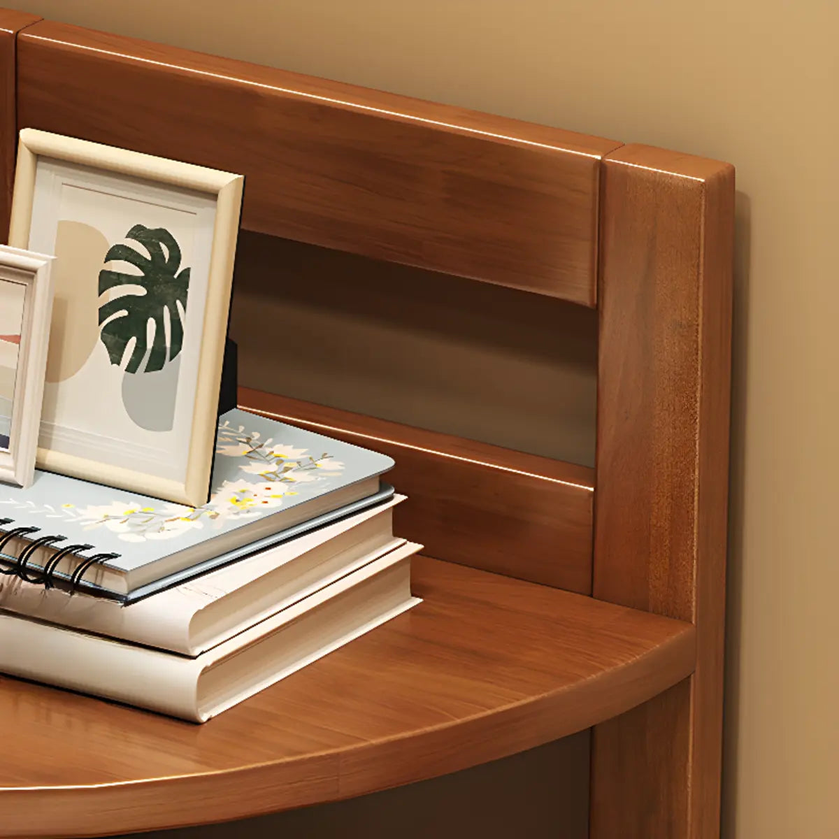 Modern 4 Open Shelves Rubberwood Corner Bookshelf Image - 7