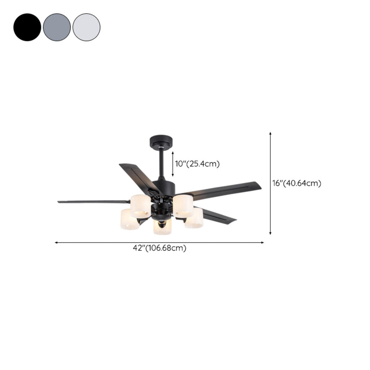 Modern 5 Blade Barrel Shade Chandelier Fan with Light