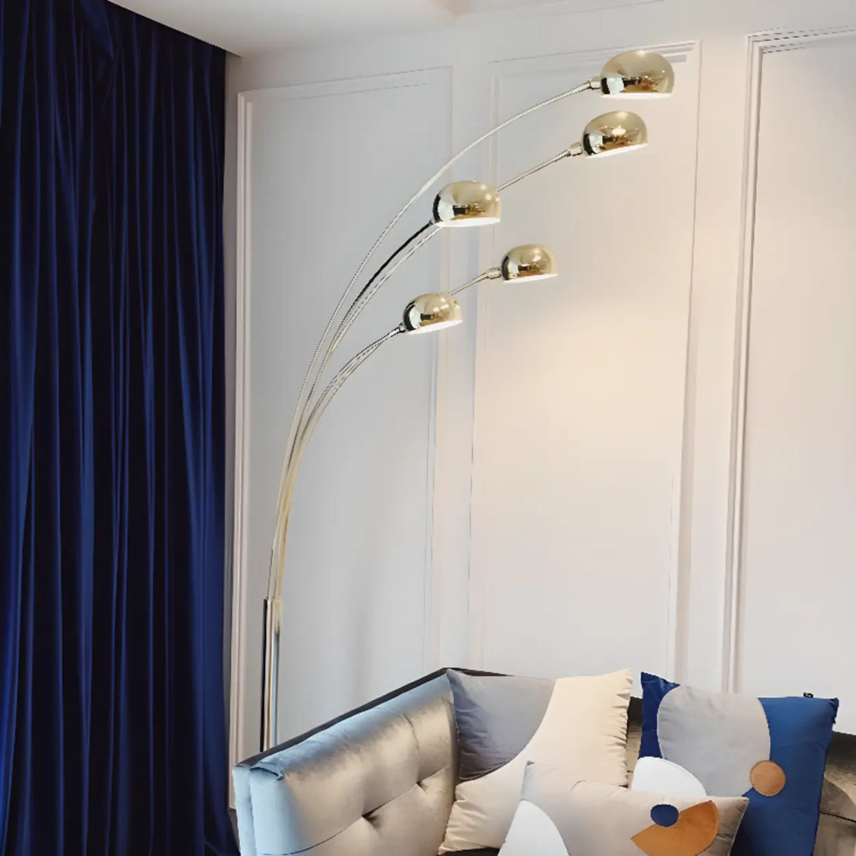 Modern 5-Light Stainless Steel Dome Tree Arc Floor Lamp Image - 1