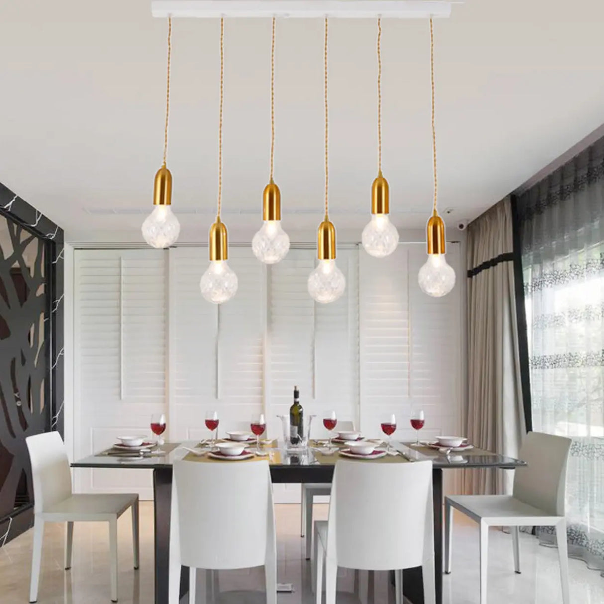 Modern 6-Light Glass Globe Gold Island Light Fixture Image - 2