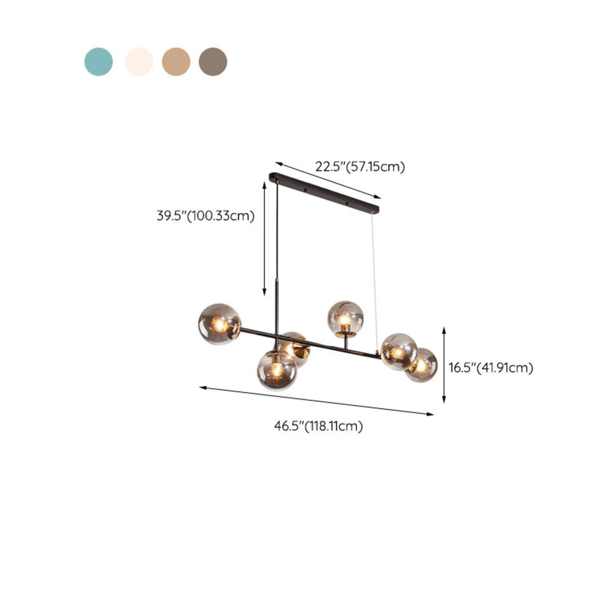 Modern 6-Light Globe Glass Kitchen Island Chandelier