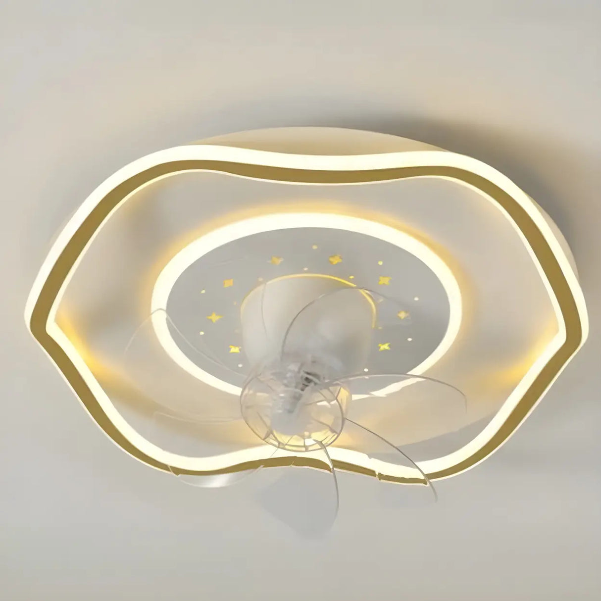 Modern 7 Blade Geometric Ceiling Fan with LED Light Image - 13