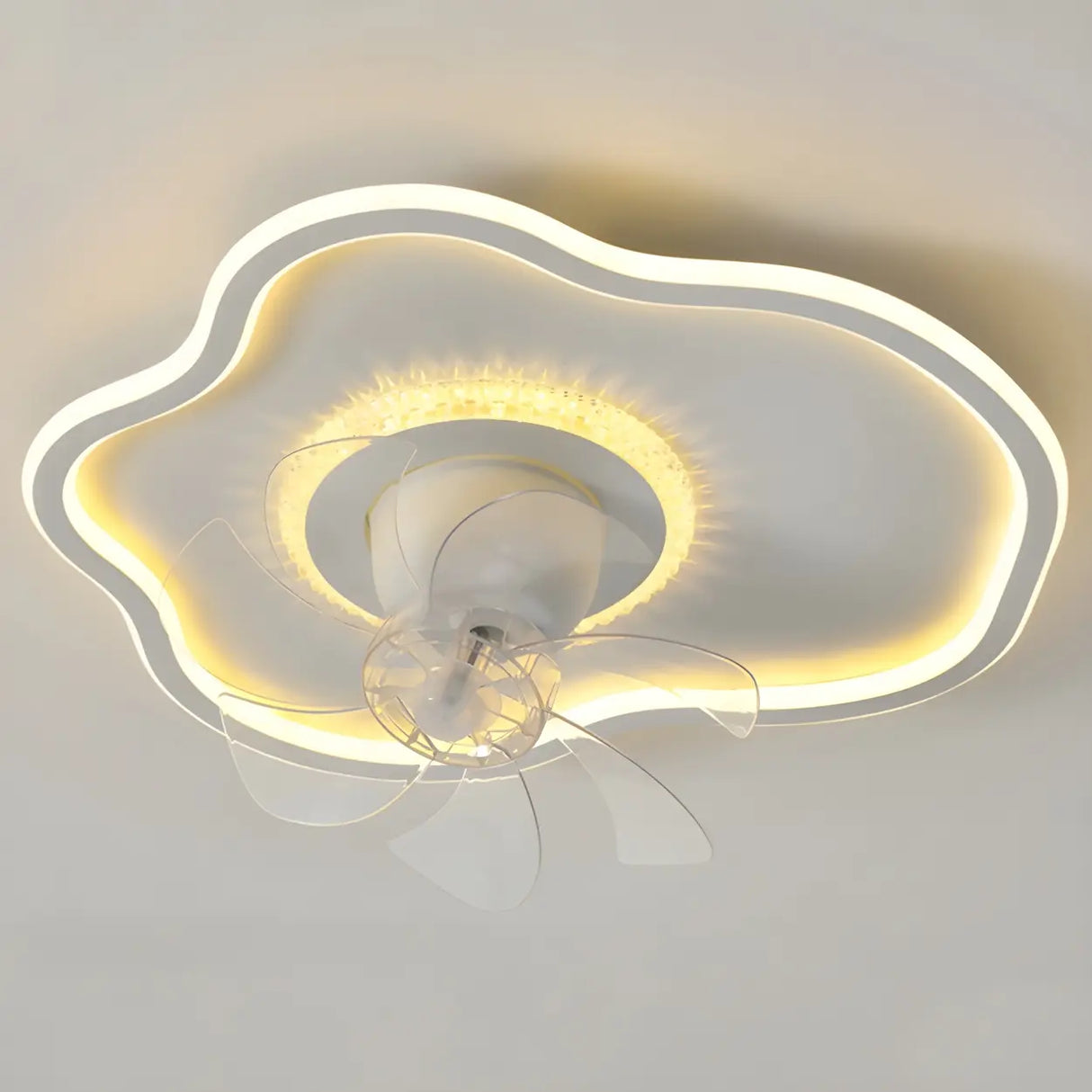 Modern 7 Blade Geometric Ceiling Fan with LED Light Image - 15