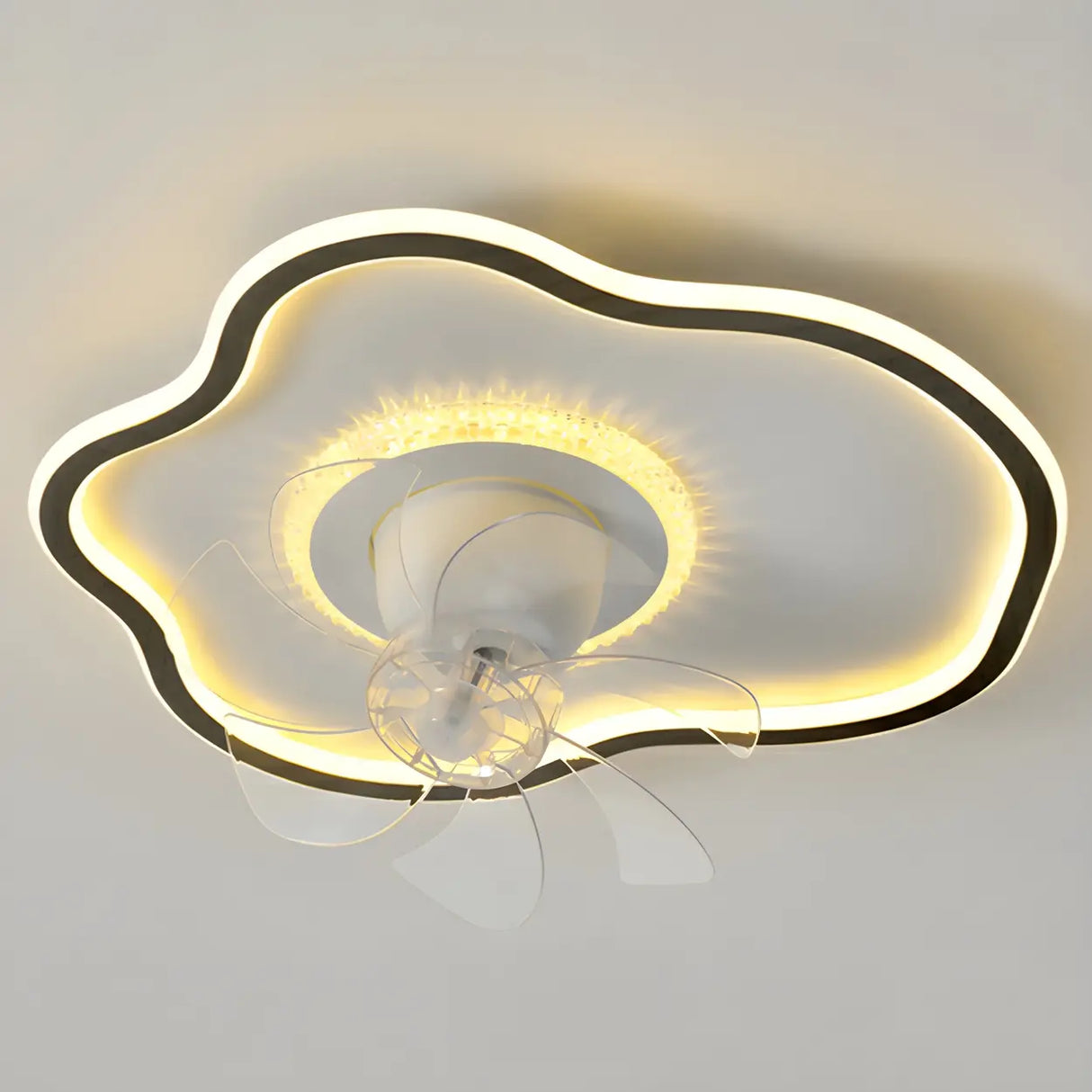 Modern 7 Blade Geometric Ceiling Fan with LED Light Image - 17