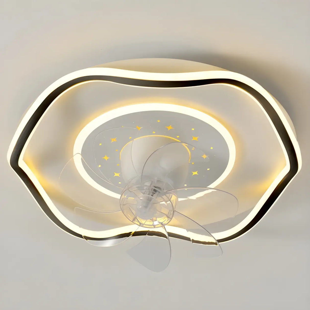 Modern 7 Blade Geometric Ceiling Fan with LED Light Image - 19