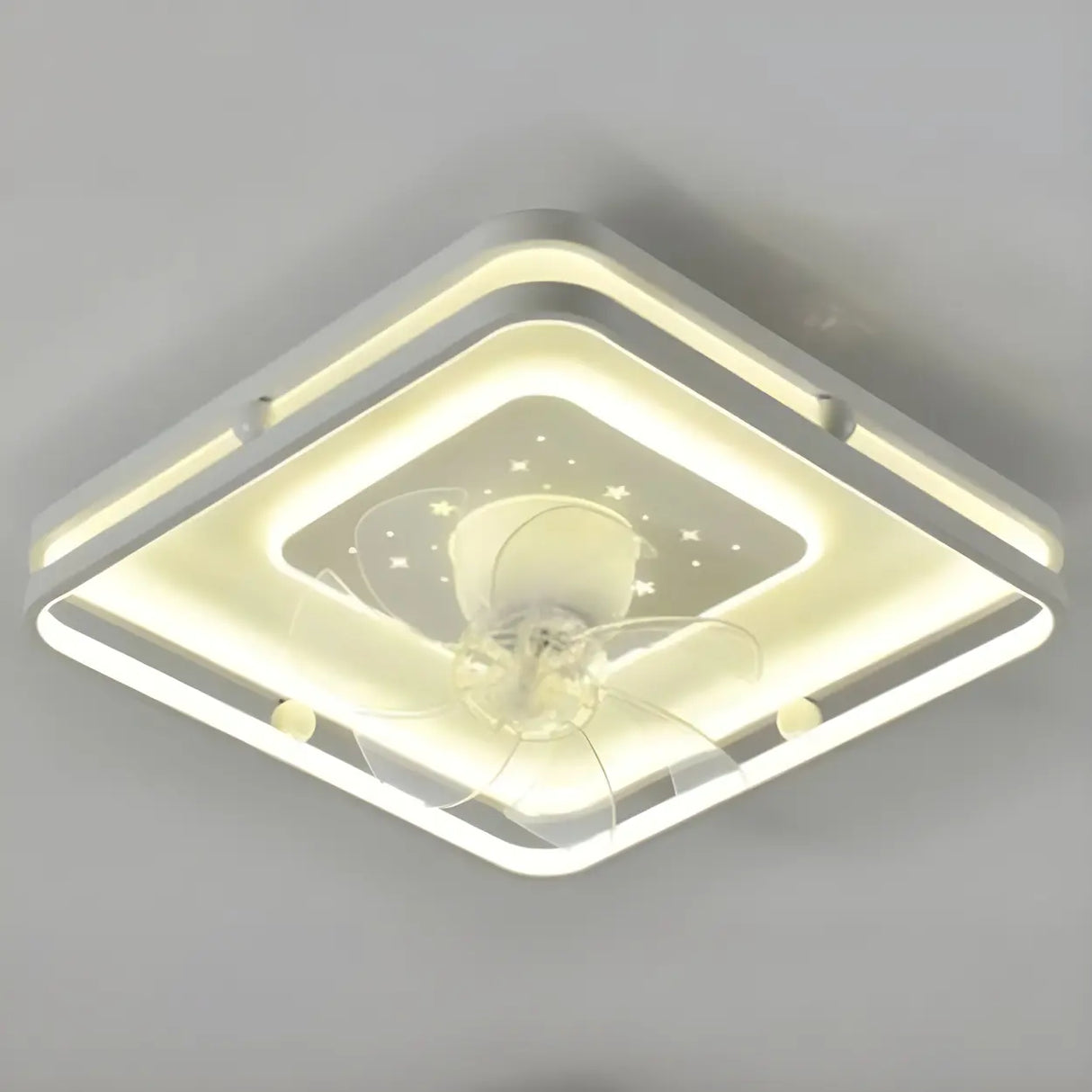 Modern 7 Blade Geometric Ceiling Fan with LED Light Image - 2