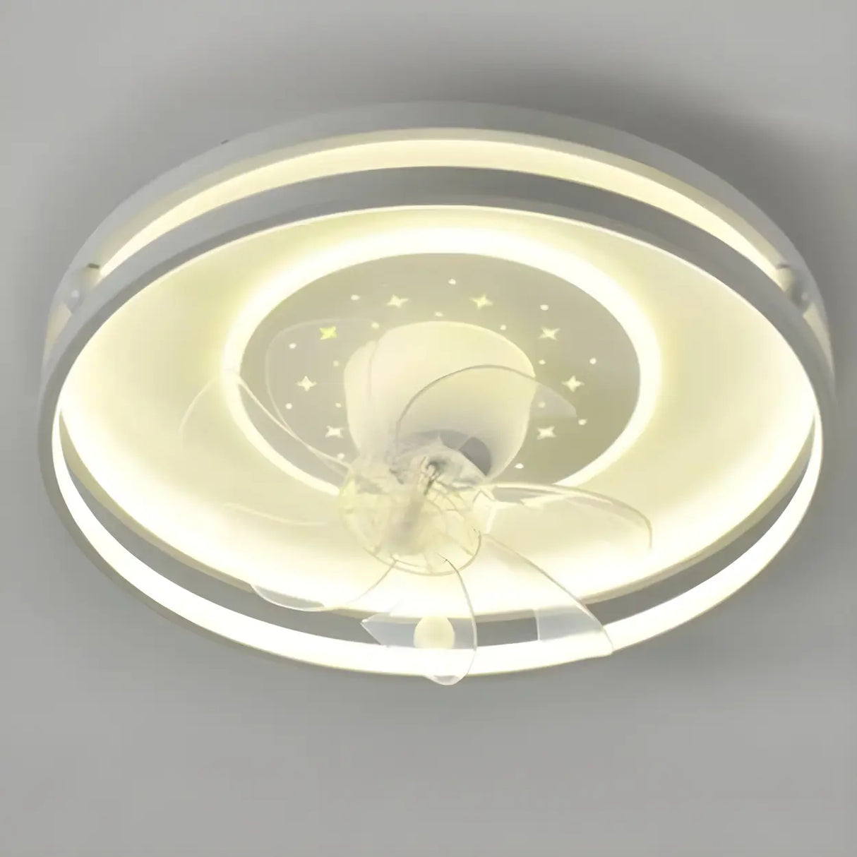 Modern 7 Blade Geometric Ceiling Fan with LED Light Image - 4