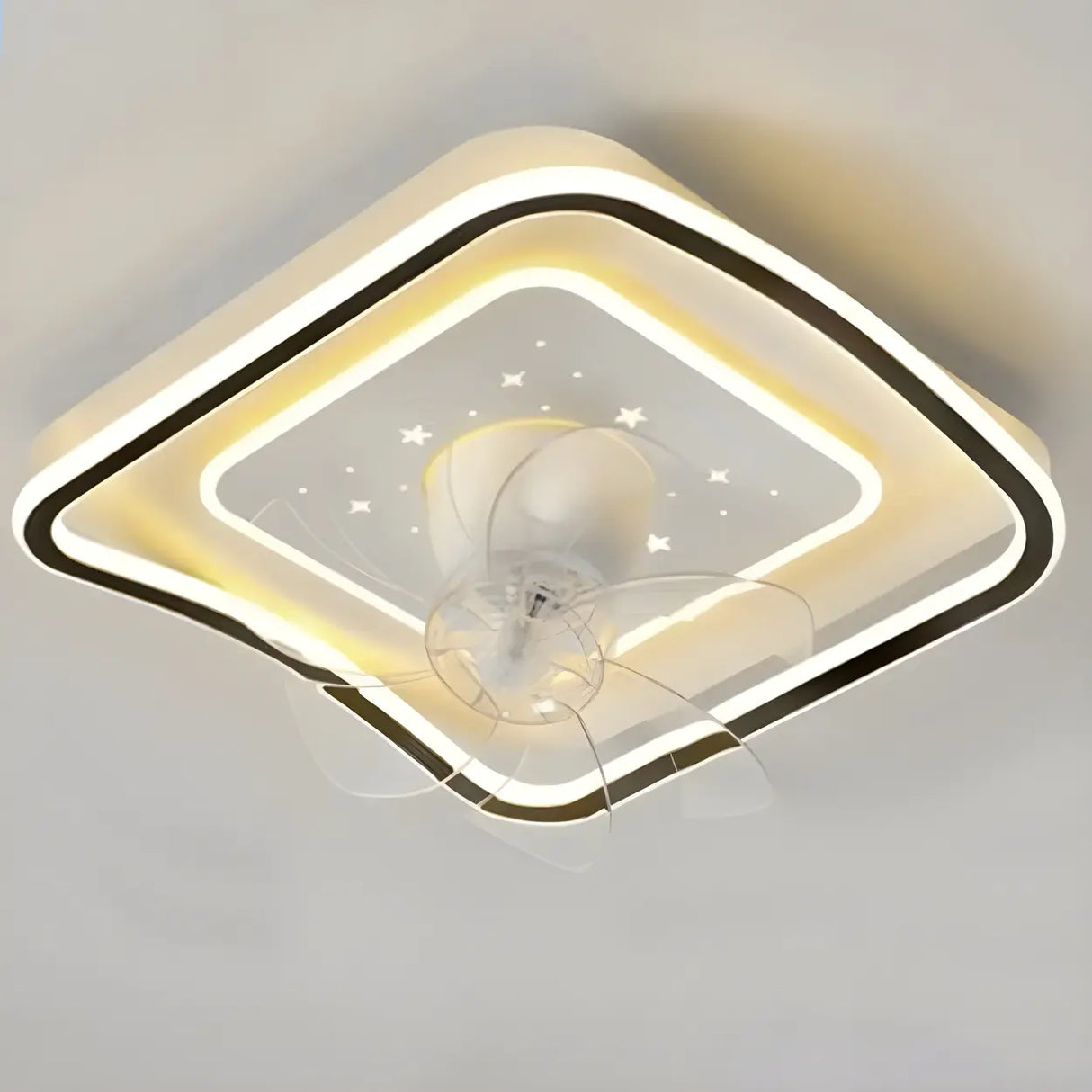 Modern 7 Blade Geometric Ceiling Fan with LED Light Image - 5