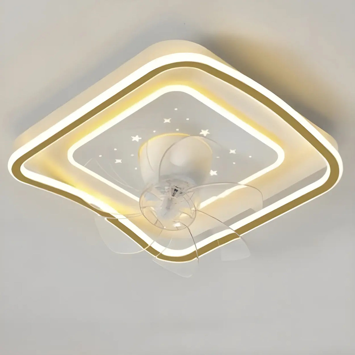 Modern 7 Blade Geometric Ceiling Fan with LED Light Image - 8