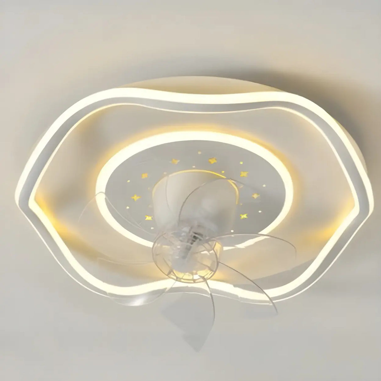 Modern 7 Blade Geometric Ceiling Fan with LED Light Image - 9