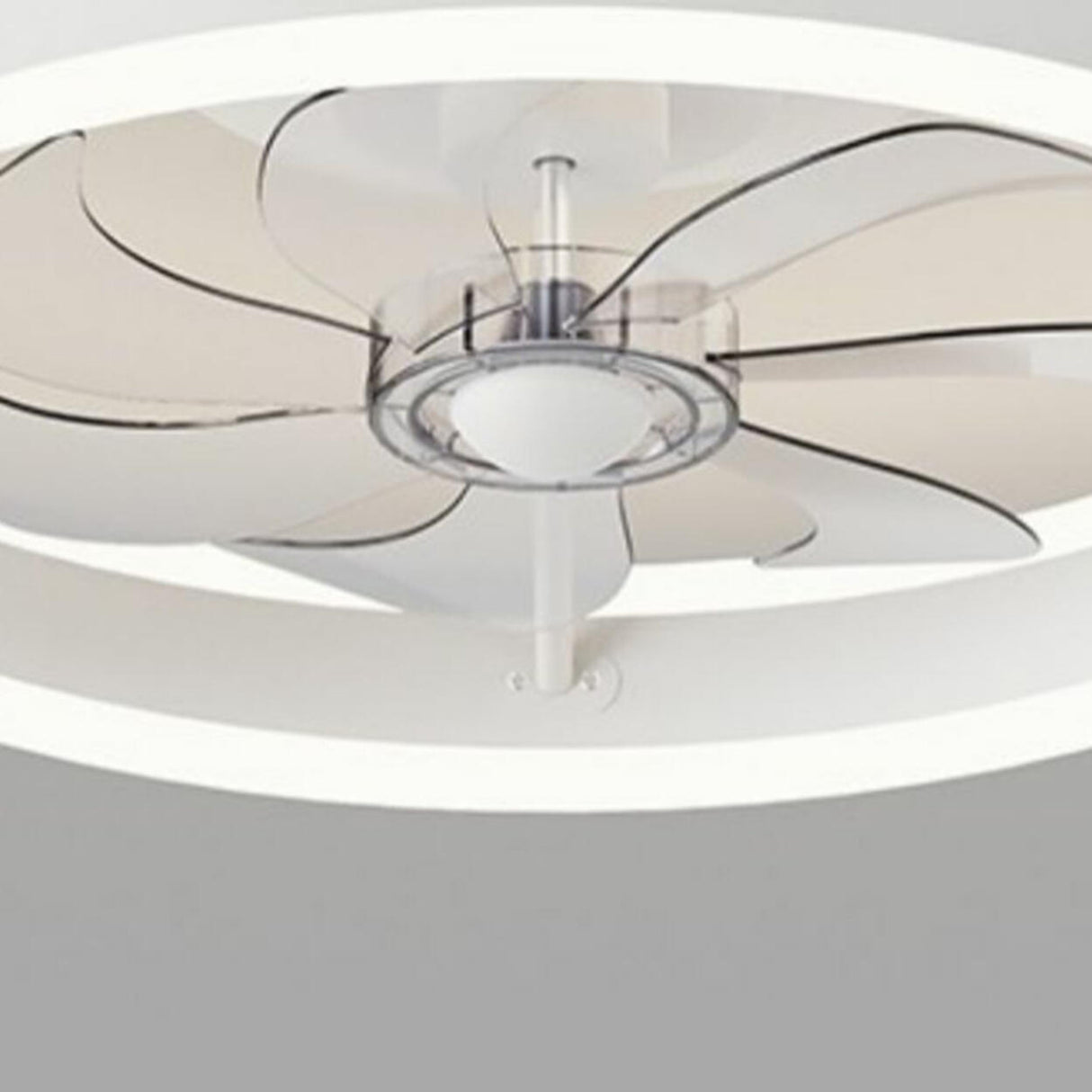 Modern 7 Clear Blades Round Ceiling Fan with LED Light Image - 10