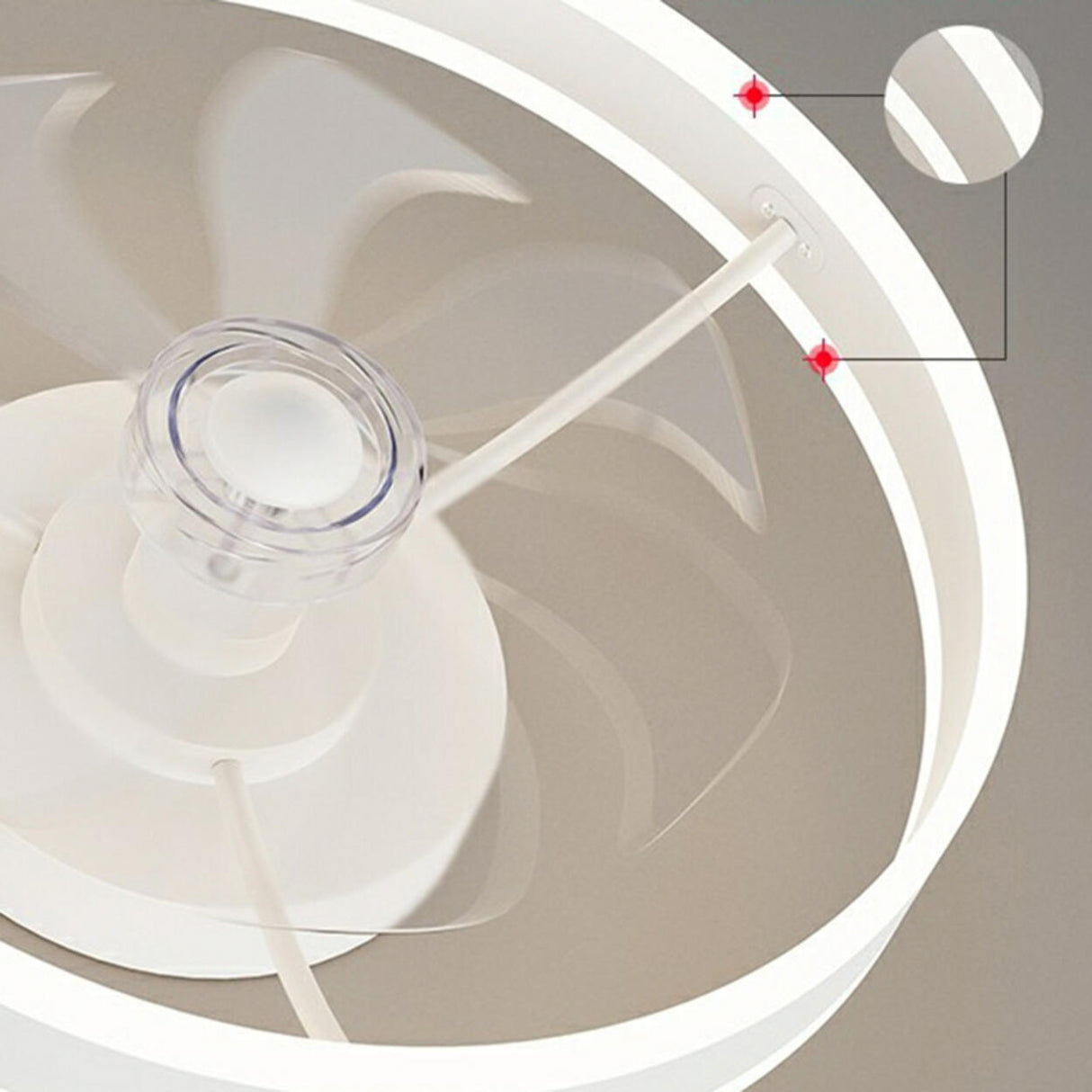 Modern 7 Clear Blades Round Ceiling Fan with LED Light Image - 11
