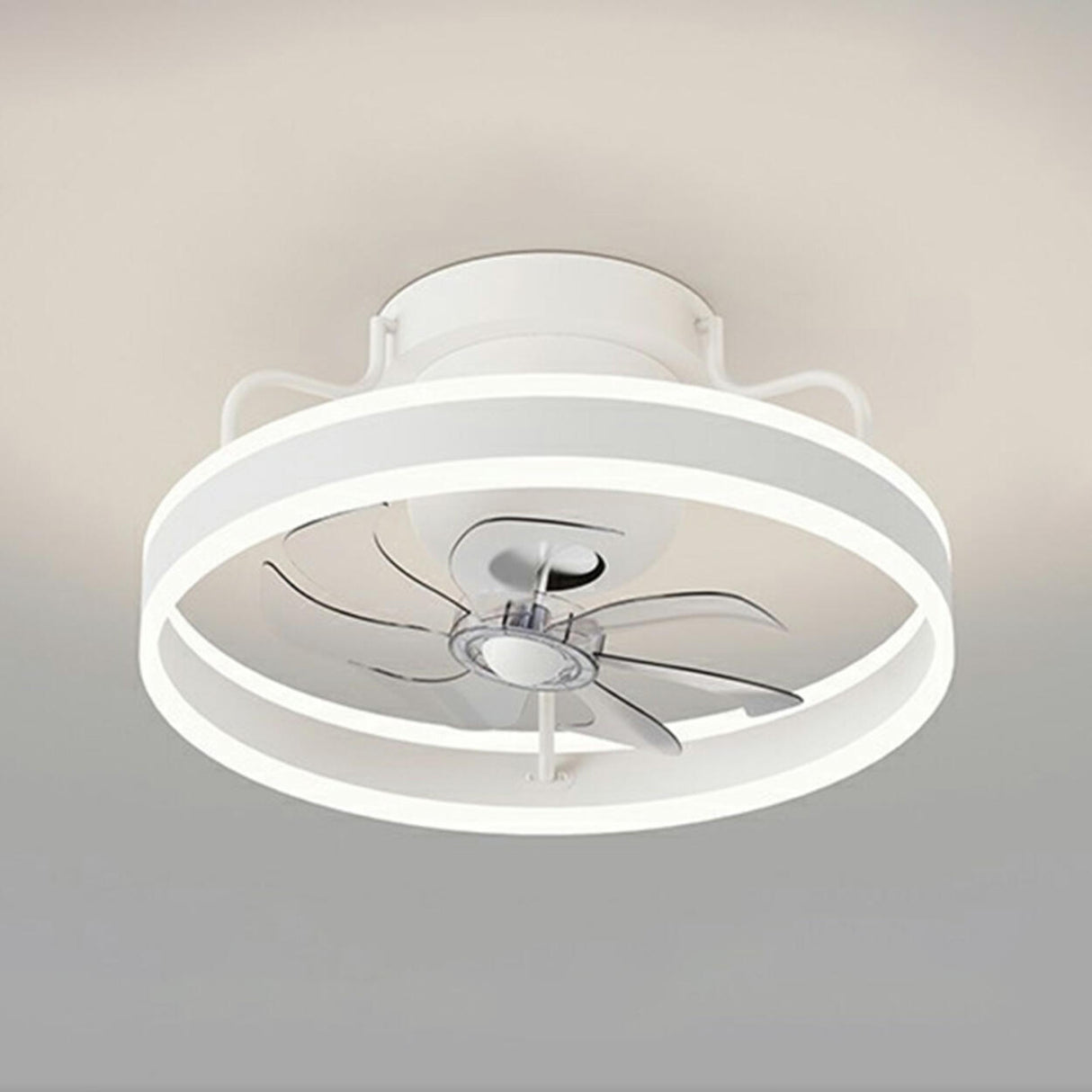 Modern 7 Clear Blades Round Ceiling Fan with LED Light Image - 13