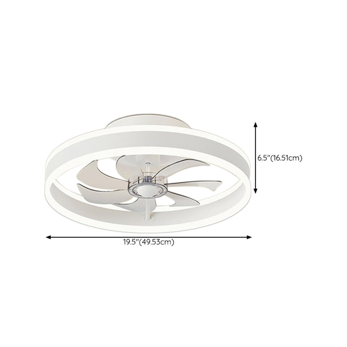 Modern 7 Clear Blades Round Ceiling Fan with LED Light Image - 17