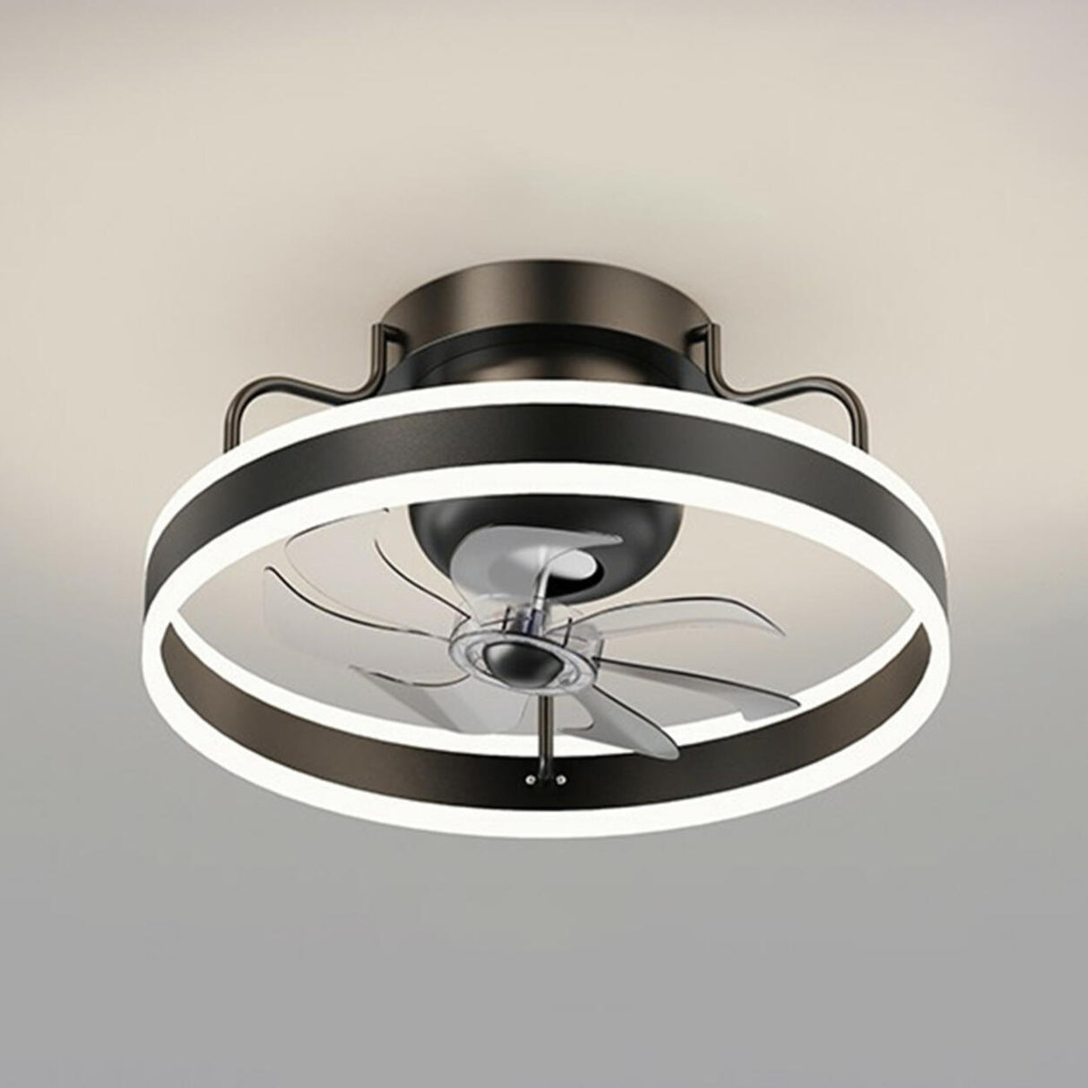 Modern 7 Clear Blades Round Ceiling Fan with LED Light Image - 8