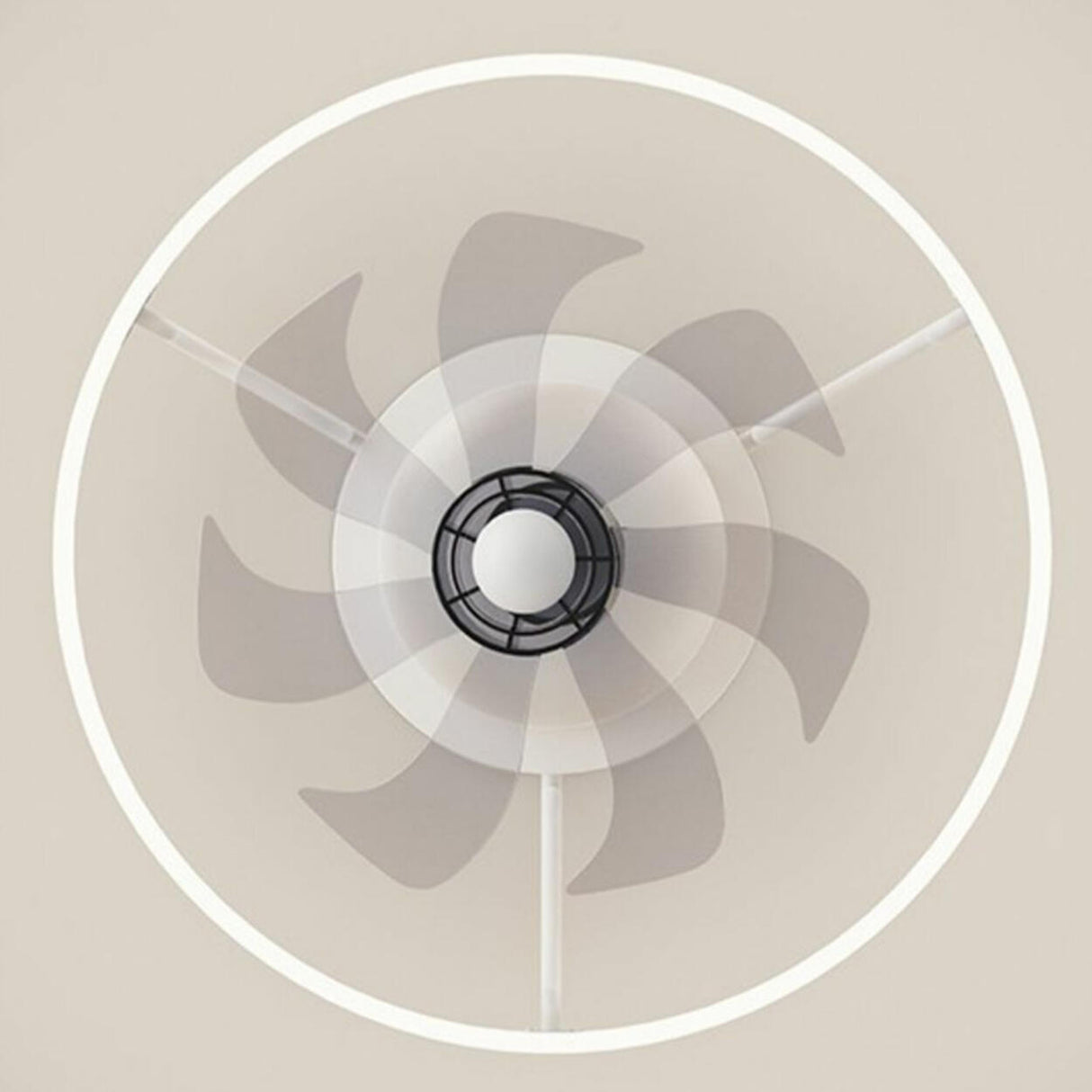 Modern 7 Clear Blades Round Ceiling Fan with LED Light Image - 9