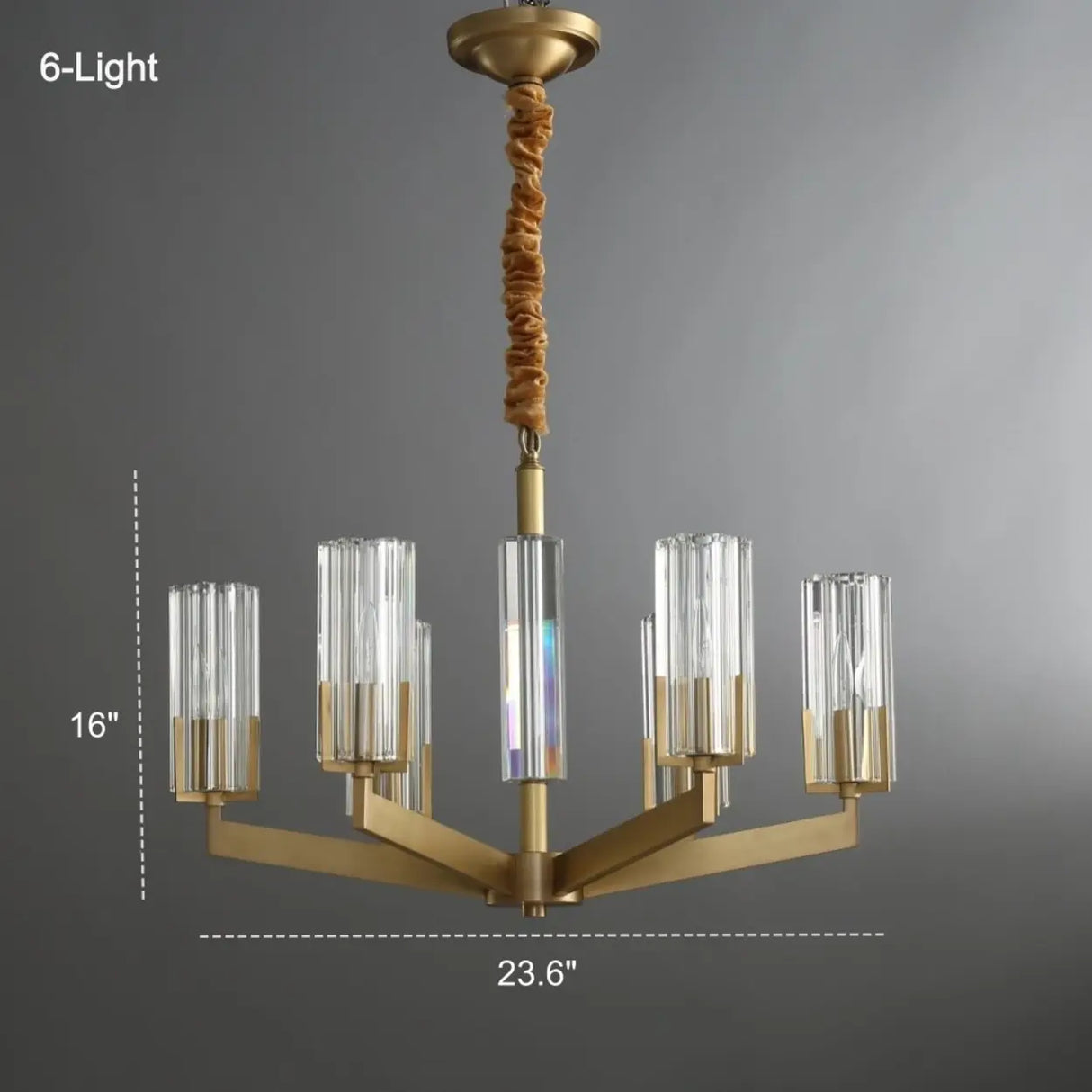 Modern 8-Light Clear Crystal Glass Gold Brass Branch Chandelier